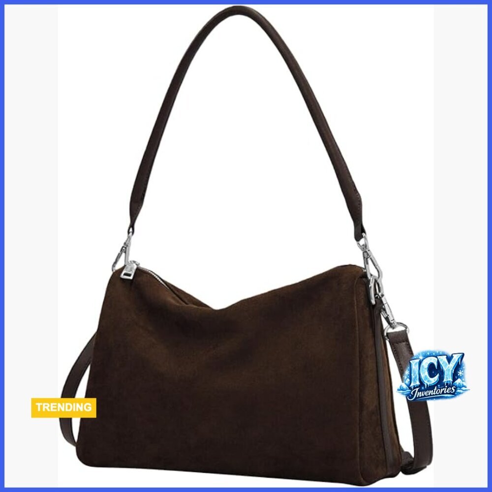 Faux Suede Tote Crossbody Bag Hobo Shoulder Purse